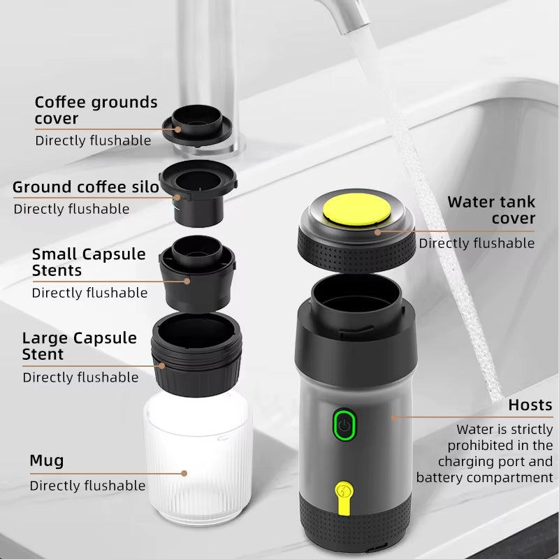 Portable Fully Automatic Espresso Capsule Coffee Machine for Large and Small Capsules of Coffee Powder Electric Coffee Machine