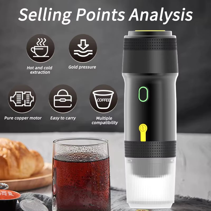 Portable Fully Automatic Espresso Capsule Coffee Machine for Large and Small Capsules of Coffee Powder Electric Coffee Machine